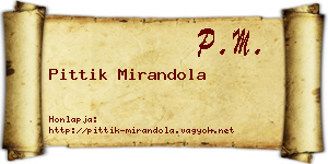 Pittik Mirandola névjegykártya